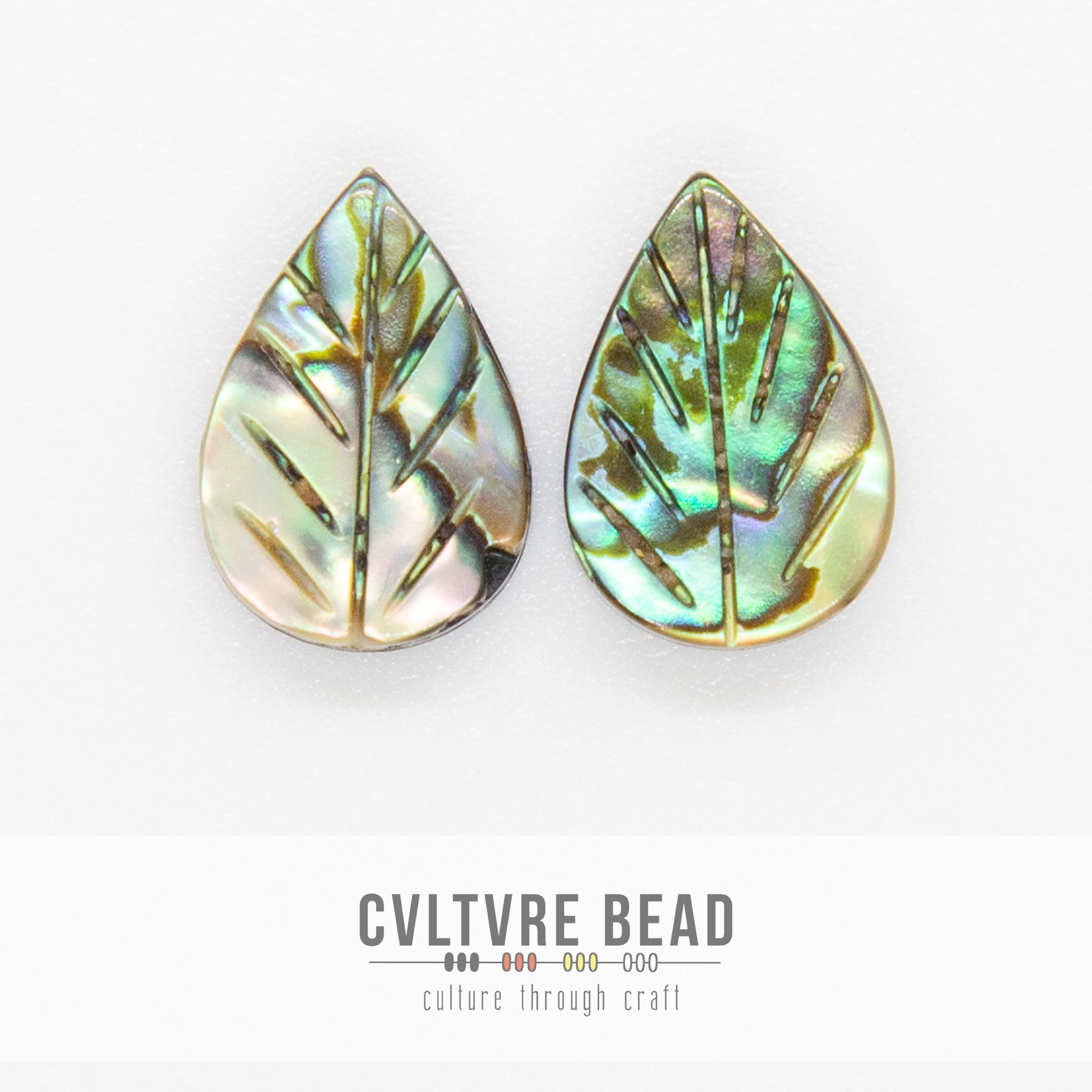 Abalone Pearl Sea Shell - Leaf - 10x12mm - 1 pair